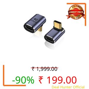 ETZIN 40Gbps Right Angle Type C Male to Female Adapter 100W Charging
