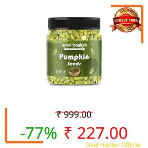 NUTRIBASKET Premium Pumpkin Seeds | Raw Pepitas for Snacking, Baking & Cooking | Protein & Fiber Rich Healthy Seeds | Natural Superfood Snack | Reusable Jar Pack | Vegan & Gluten Free (300g)