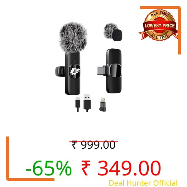 GADGETSWEAR New K8 Furry Wireless Clip-On Lavalier Microphone for Android Type-C & iOS, Bluetooth Collar Mic with Fur Noise Reduction for Vlogging, YouTube, Podcasting Recording, Live Streaming
