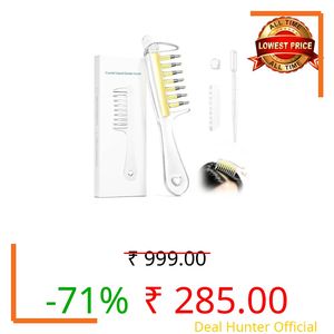 Hair Oil Applicator Comb, Refillable Scalp Massager & Liquid Dispenser with Storage Base, Even Oil Distribution Tool for All Hair Types & Growth Routines (Clear) pack of 1