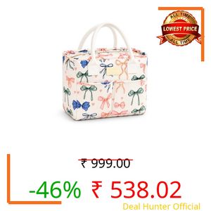 Shopiable Store Lunch Bag for Women & Men – Cute Lunch Tote Bag | Large Capacity Reusable Insulated Lunch Box | Cooler Bag for Work, Picnic, Office, School & Travel (Cream Bow Big)