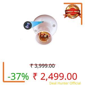 DDLC Full HD 1080p Bulb Holder Security Camera | 360° Wide Angle | Motion Detection | Night Vision | WiFi App Control | 24x7 Recording | Supports 64GB SD Card – Home & Office CCTV Holder Camera