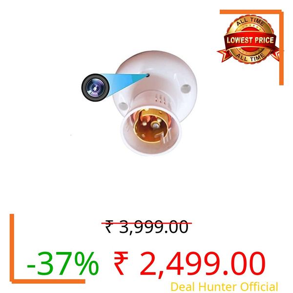DDLC Full HD 1080p Bulb Holder Security Camera | 360° Wide Angle | Motion Detection | Night Vision | WiFi App Control | 24x7 Recording | Supports 64GB SD Card – Home & Office CCTV Holder Camera