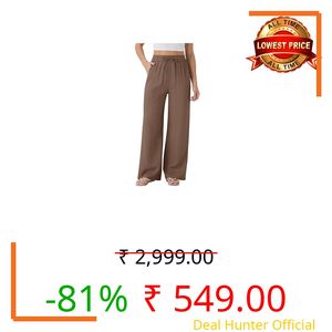 Nermosa High-Waist Korean Trousers with Wide Baggy Fit | Trendy GenZ Streetwear Pants | Trousers | Women Trousers | (in, Numeric, 40, Plus, Brown)