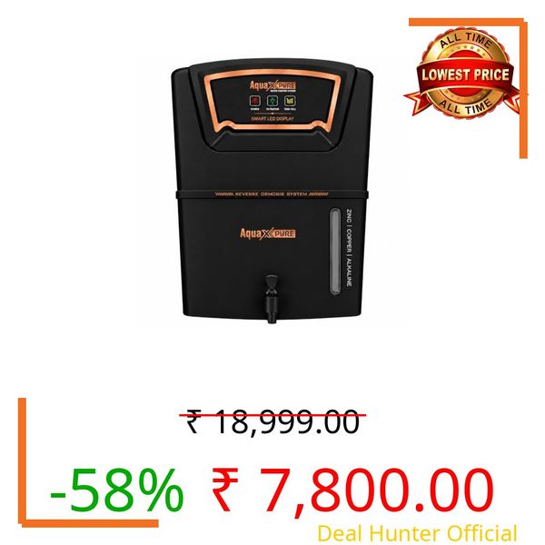 AquaX U1 Domestic Copper+ALK RO Water Purifier | UV,UF + Work Upto 4000 TDS | Auto Tech. | Quad Glass UV | Dual Head Pump | LED Display | 2 Year warranty(4 pre filter,TDS Meter,Ph chemical,Key FREE*)