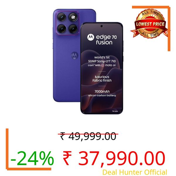 Motorola Edge 70 Fusion 5G (Pantone Orient Blue, 12GB RAM, 512GB Storage) | AI Features | 6.78-inch 144Hz AMOLED | Snapdragon 7s Gen 4 | 50MP + 13MP Camera | 32MP Selfie | 7000mAh | 68W TurboPower