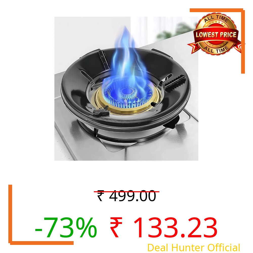 THE SR BRAND Black Gas Saver Burner Stand (4 Legs Supported For Indian Gas) 0.7Mm(Pack Of 1) Black-Metal