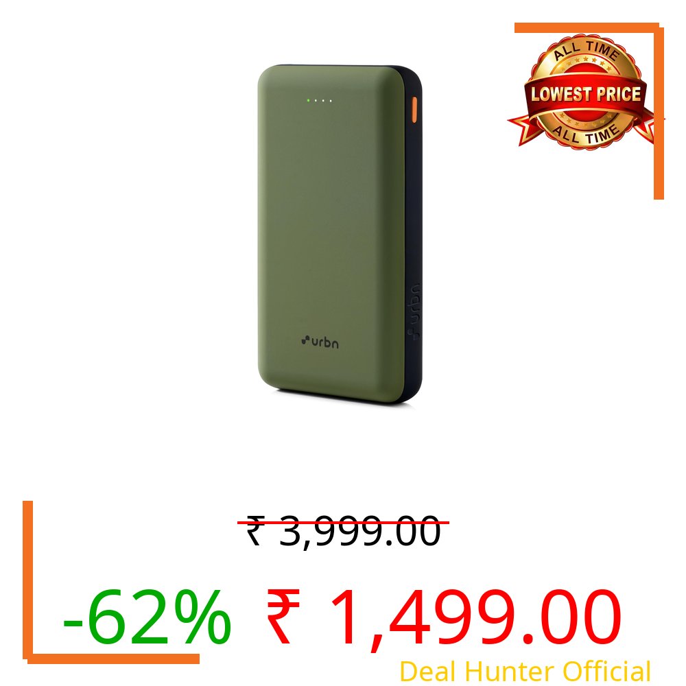 URBN 20000mAh 35W Turbo Fast Charging Power Bank | Dual Output | PD + QC Compatible | Two-Way Fast Charge | Pass-Through Charging | for MacBook Air, iPhone, Samsung, Android & More (Camo)