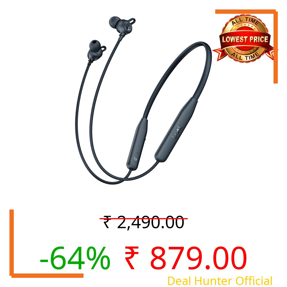 Boat Rockerz 200, 40H Battery, Signature Sound, ENx Tech, Dual Pairing, 60 ms Low Latency, IPX5, ASAP Charge, Magnetic Buds, Bluetooth Neckband, Wireless with Mic Earphones (Blue)
