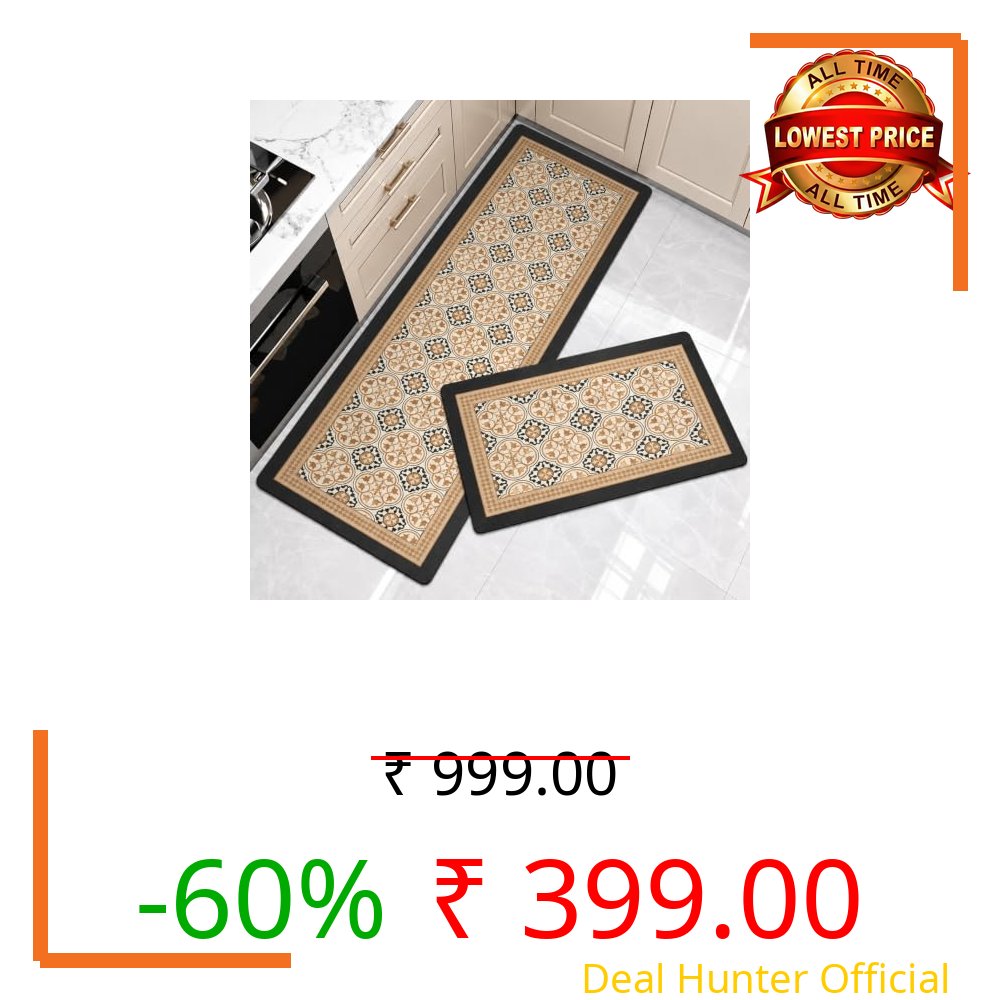 VERVENIX Kitchen Floor Mats Set of 2, Anti Slip Waterproof Memory Foam Kitchen Rugs, Cushioned Standing Mats for Kitchen, Bathroom, Sink Area & Laundry Room